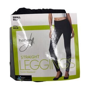 Hanes Womens Straight Legging Pants S X-Temp Wide Waistband Classic Black HFT041